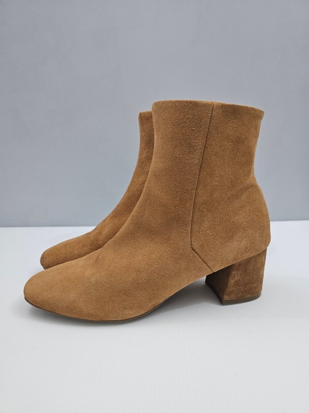 Blondo Alida Waterproof Ankle Boots Womens 9.5 Tan Suede Block Heel Fall